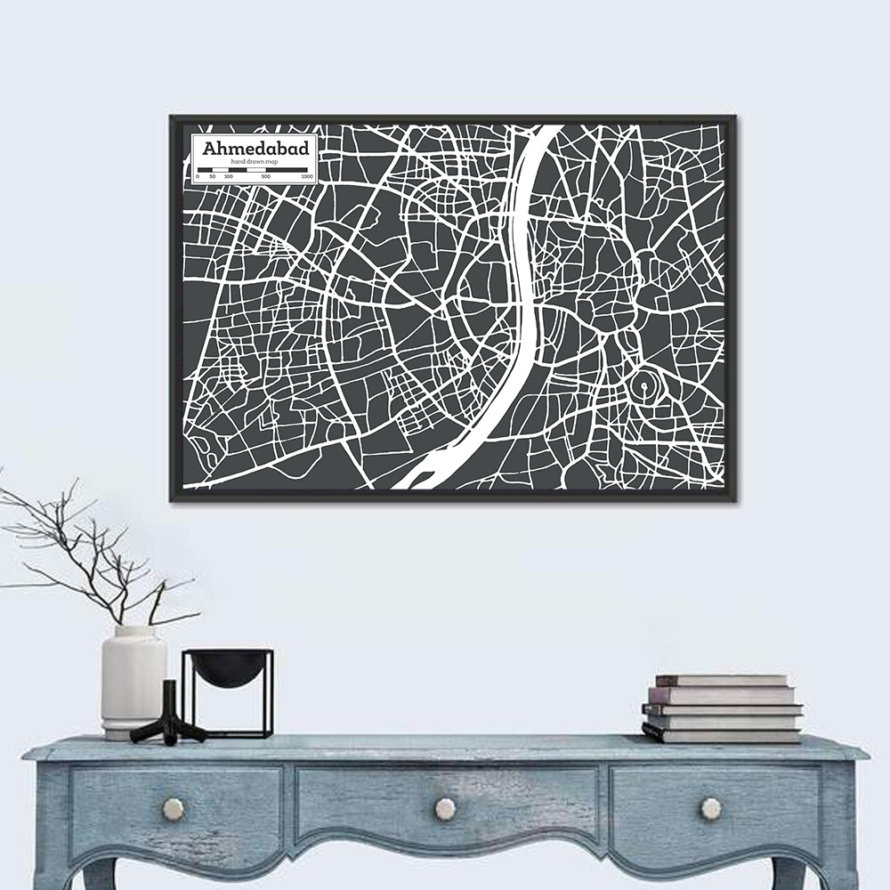 Ahmedabad City Map Wall Art