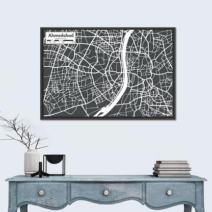 Ahmedabad City Map Wall Art