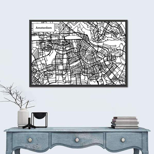 Amsterdam Canals Map Wall Art