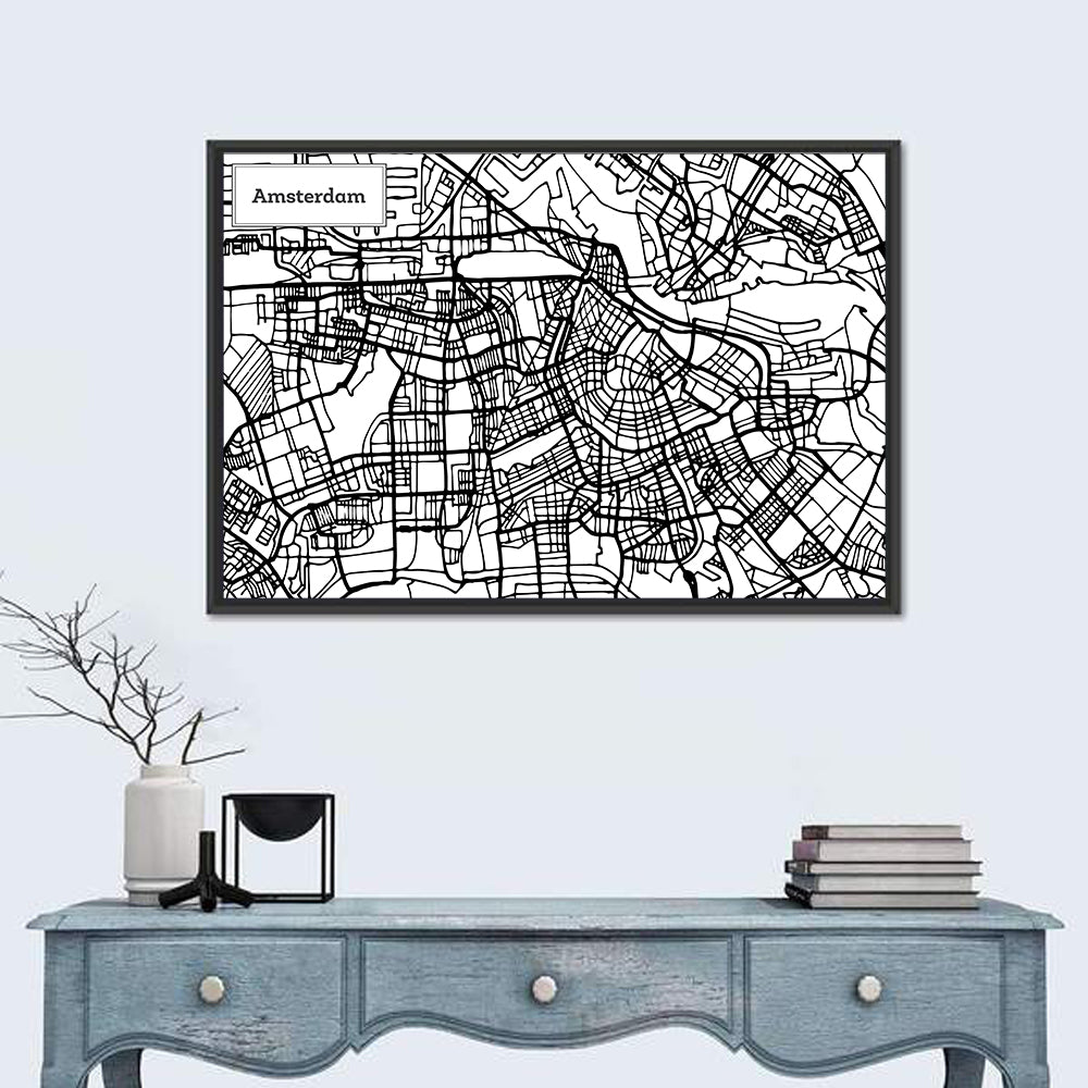 Amsterdam City Map Wall Art