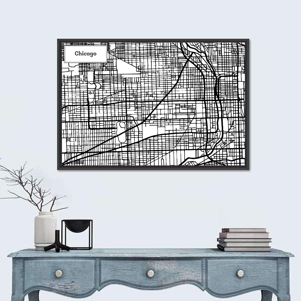 Chicago Street Grid Map Wall Art