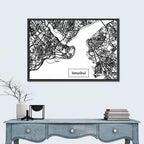 Istanbul Bosphorus Map Wall Art