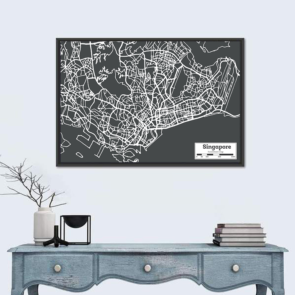 Singapore Minimal City Map Wall Art