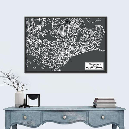 Singapore Minimal City Map Wall Art