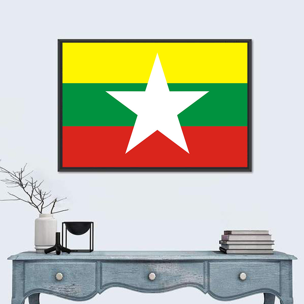 Myanmar Flag with Central Star Wall Art