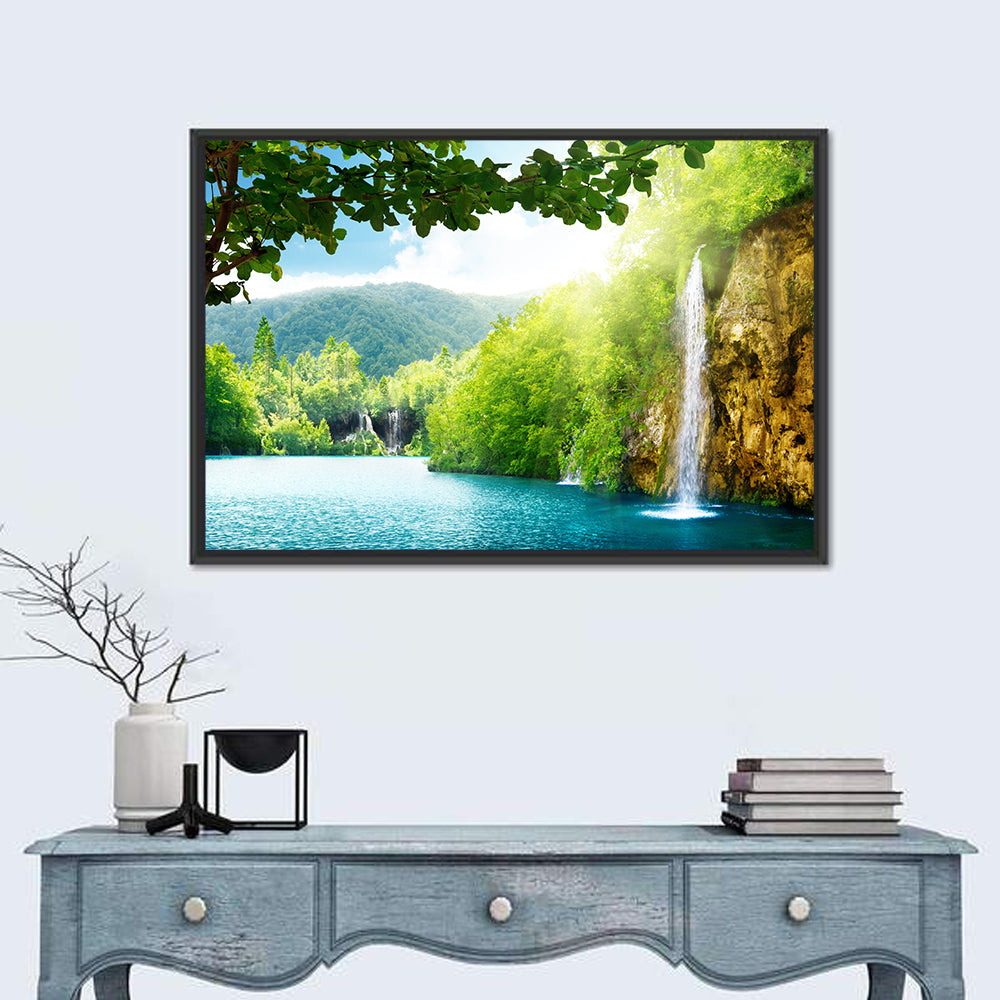 Plitvice Lakes Forest Waterfall Wall Art