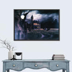 Moonlit Haunted House Wall Art