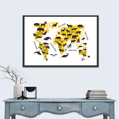 Animals World Map Wall Art