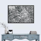 Manchester Street Grid Map Wall Art