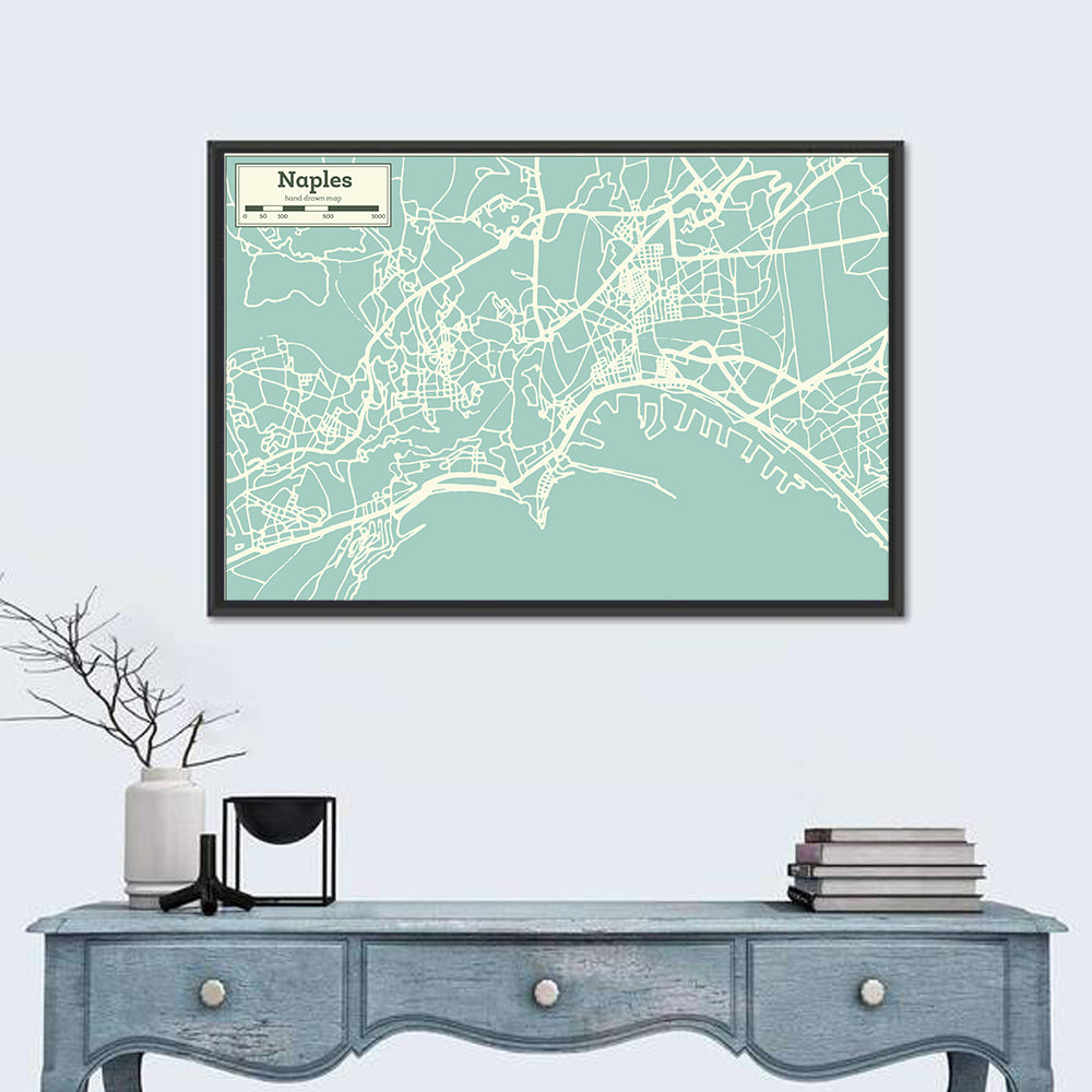 Naples Coastal Map Wall Art in a room, landscape