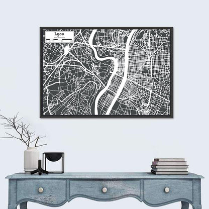 Lyon City Map Wall Art