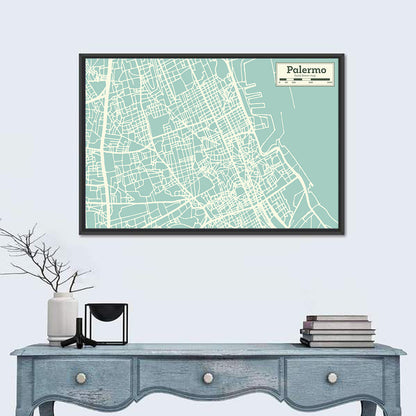Palermo City Map Wall Art