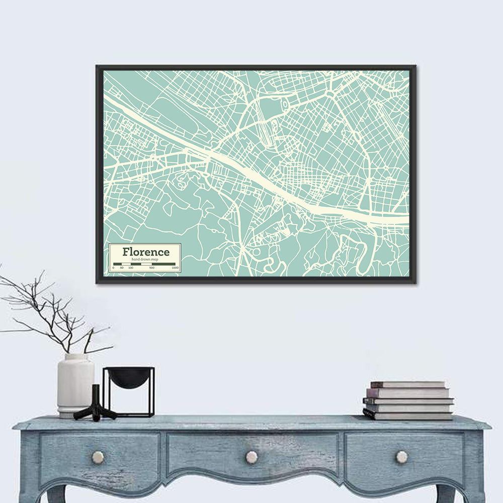 Florence Arno River Map Wall Art