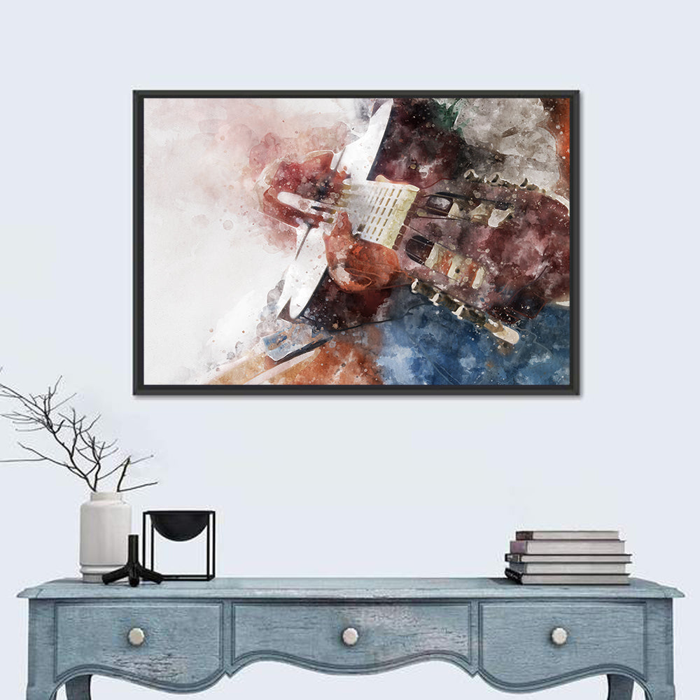 Acoustic Guitar Close Up Watercolor Wall Art