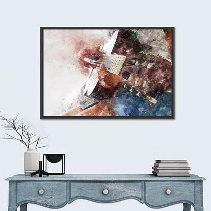 Acoustic Guitar Close Up Watercolor Wall Art
