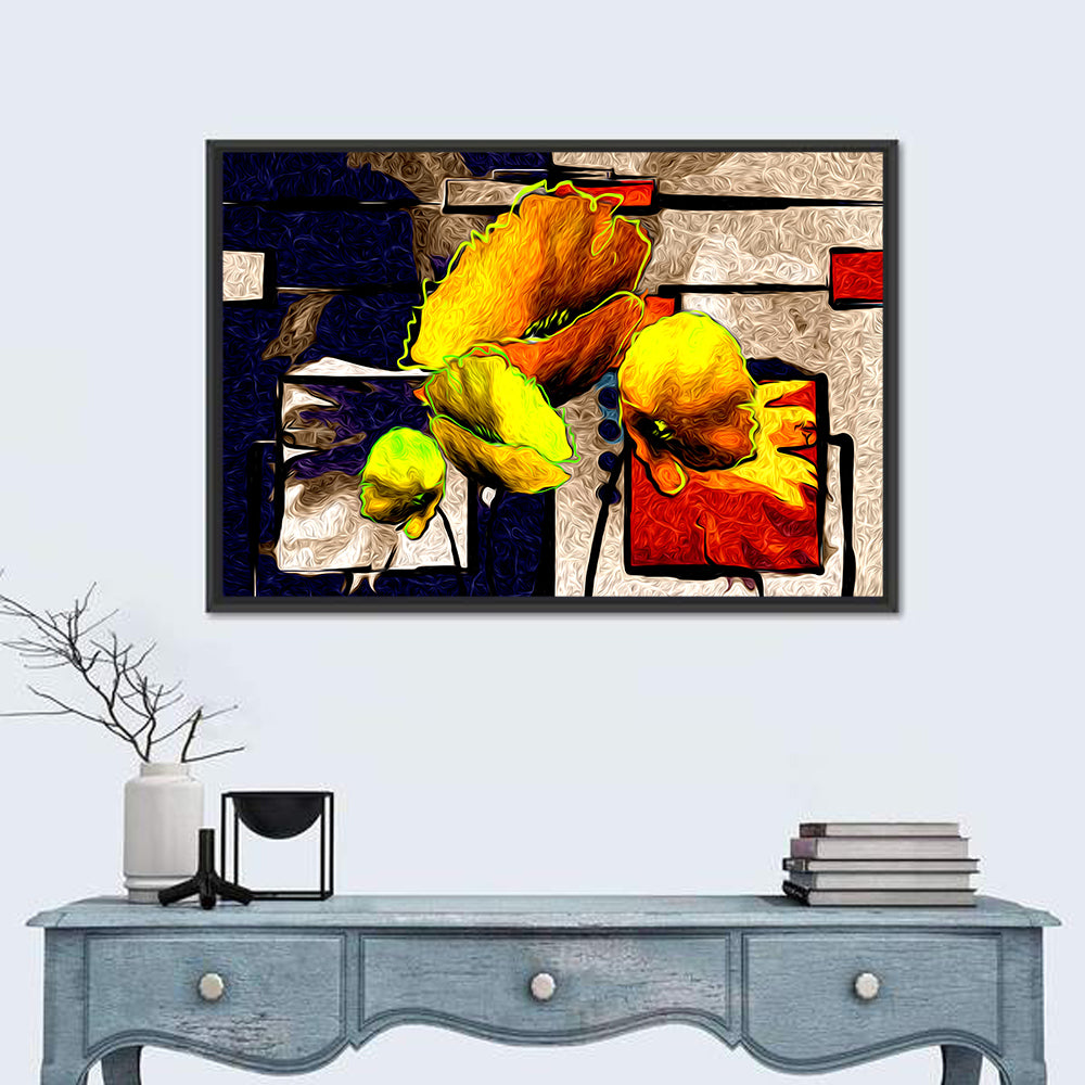 Poppy Grid Oil Painting Wall Art