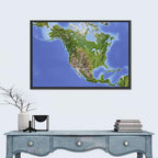 North America Topographic Map Wall Art