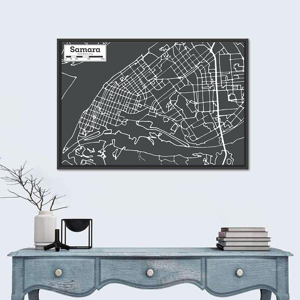 Samara Aerial Map Wall Art in a room, landscape