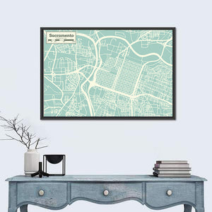 Sacramento City Map Wall Art