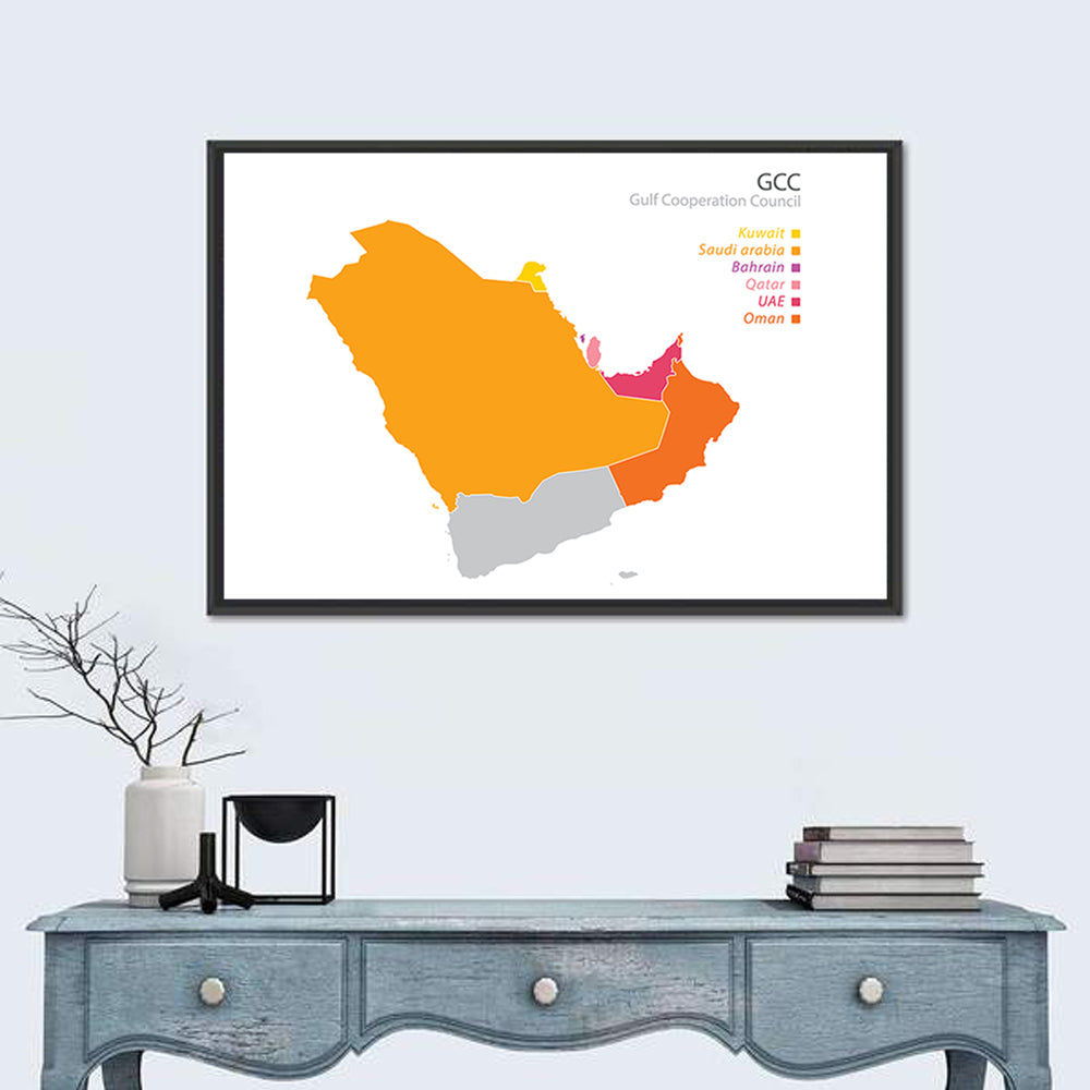 Gulf Cooperation Council Map Wall Art