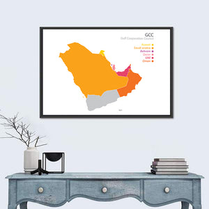 Gulf Cooperation Council Map Wall Art