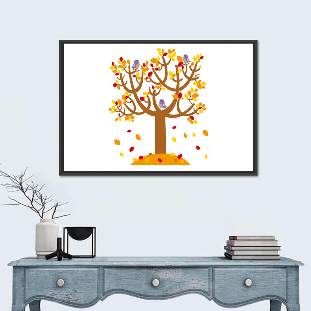 Autumn Tree with Perching Birds Wall Art