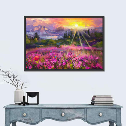Cosmos Meadow Sunset Wall Art