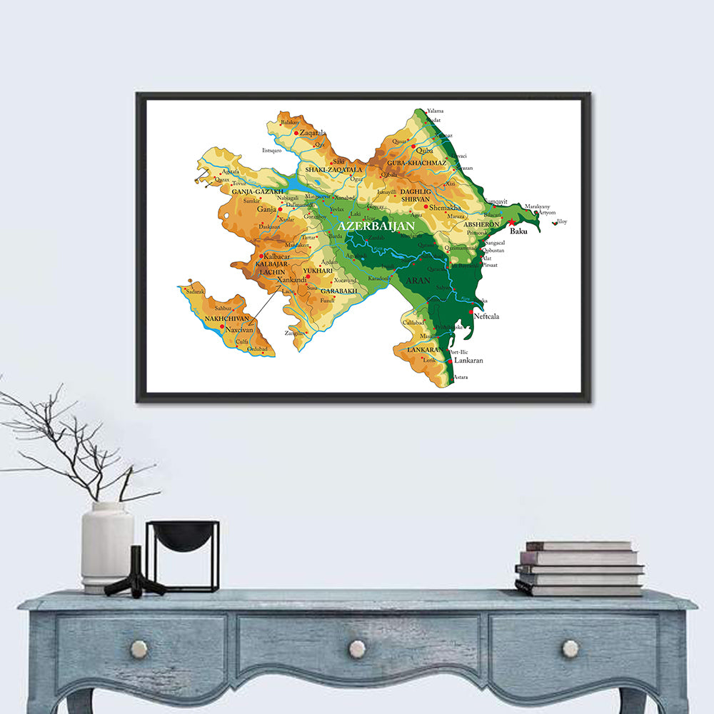 Relief Map of Azerbaijan Wall Art