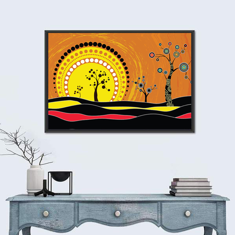 Aboriginal Dot Sunset Wall Art