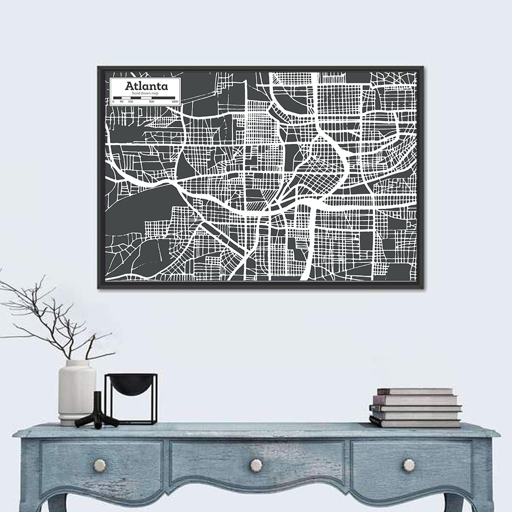 Atlanta Street Grid Map Wall Art in a room, landscape