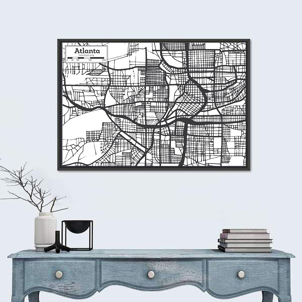 Atlanta Hand-drawn City Map Wall Art