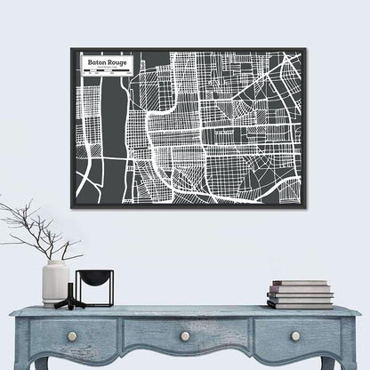 Baton Rouge Louisiana City Map Wall Art