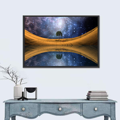 Solitary Tree Beneath Spiral Galaxy Wall Art