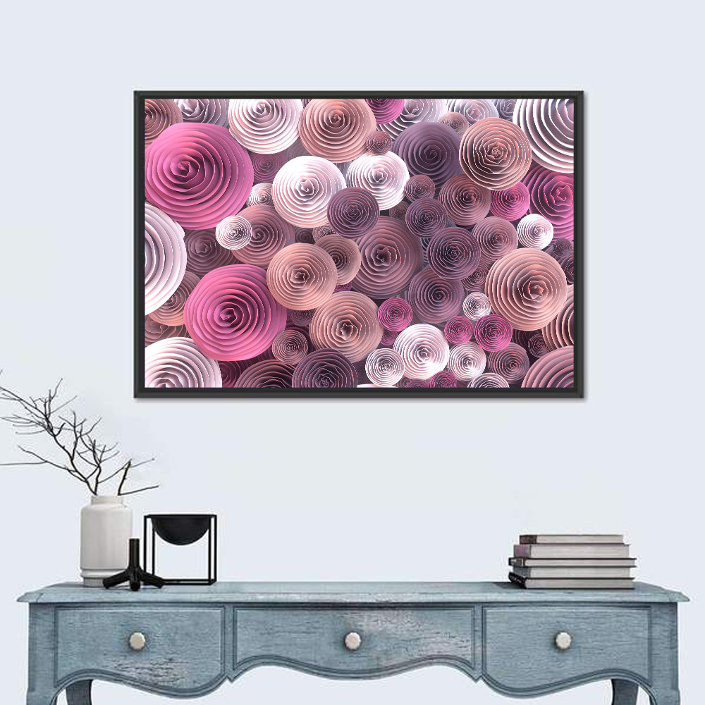 Quilled Paper Roses Wall Art in a room, landscape