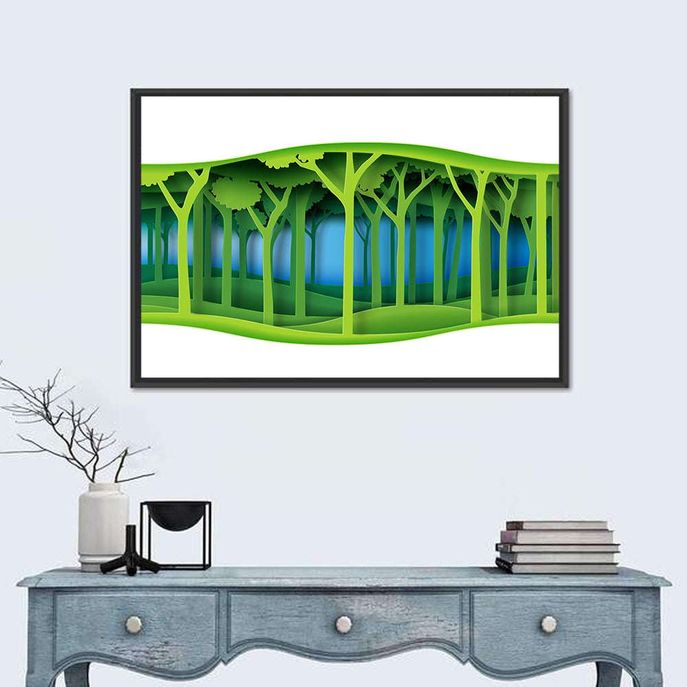 Layered Paper Forest Panorama Wall Art