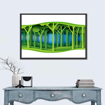 Layered Paper Forest Panorama Wall Art