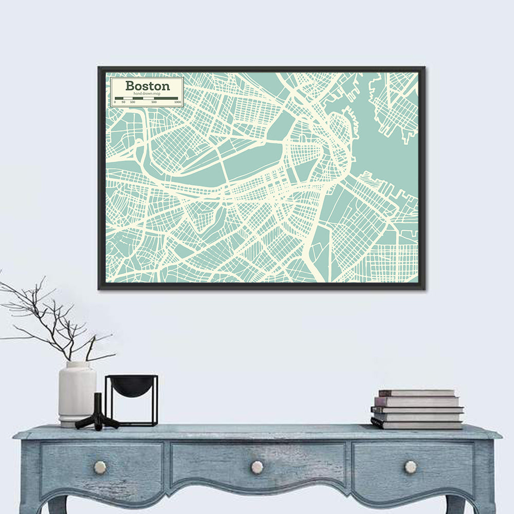 Boston Minimalist City Map Wall Art