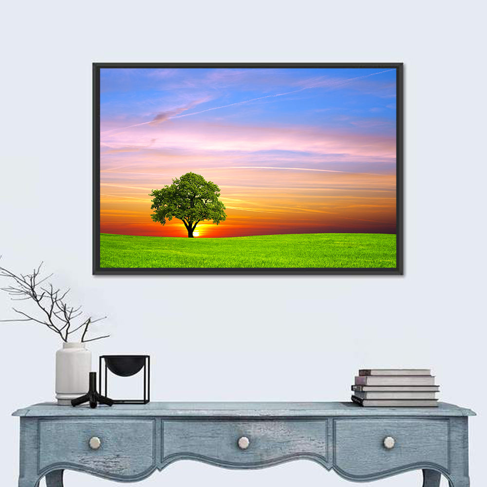 Lone Tree at Sunset Wall Art