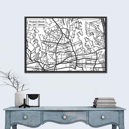 Virginia Beach Hand-drawn City Map Wall Art