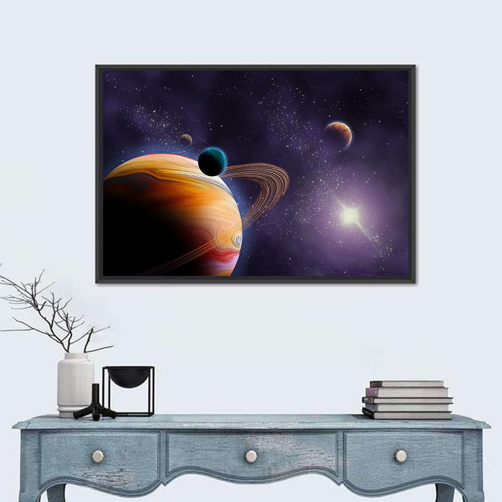 Ringed Planet in Deep Space Wall Art