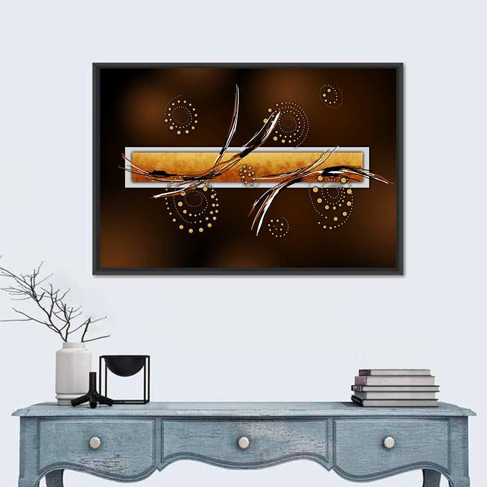 Golden Spiral Invitation Illustration Wall Art in a room, landscape