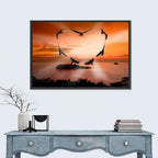 Heart-shaped Birds at Sunset Wall Art
