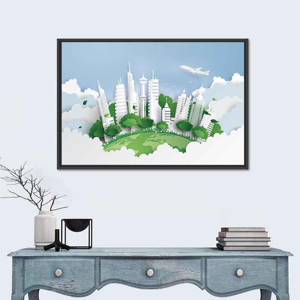 Green Globe Cityscape Wall Art