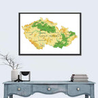 Czech Republic Topographic Relief Map Wall Art