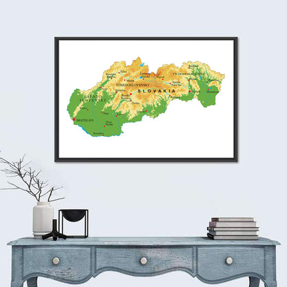 Slovakia Topographic Relief Map Wall Art