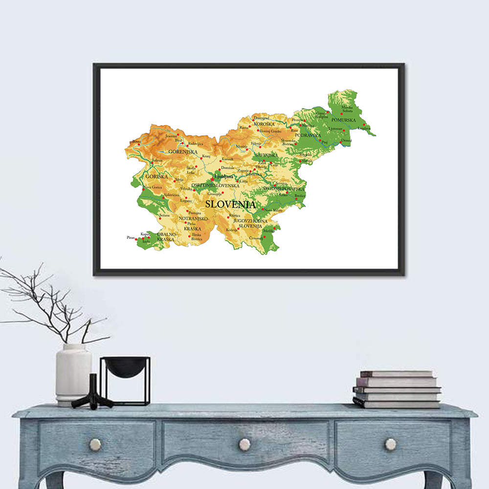 Slovenia Relief Map Wall Art in a room, landscape