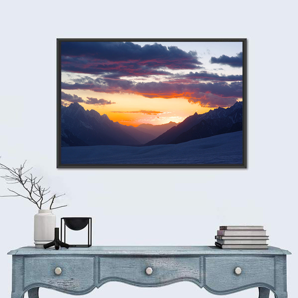 Hispar Pass Sunset Wall Art in a room, landscape