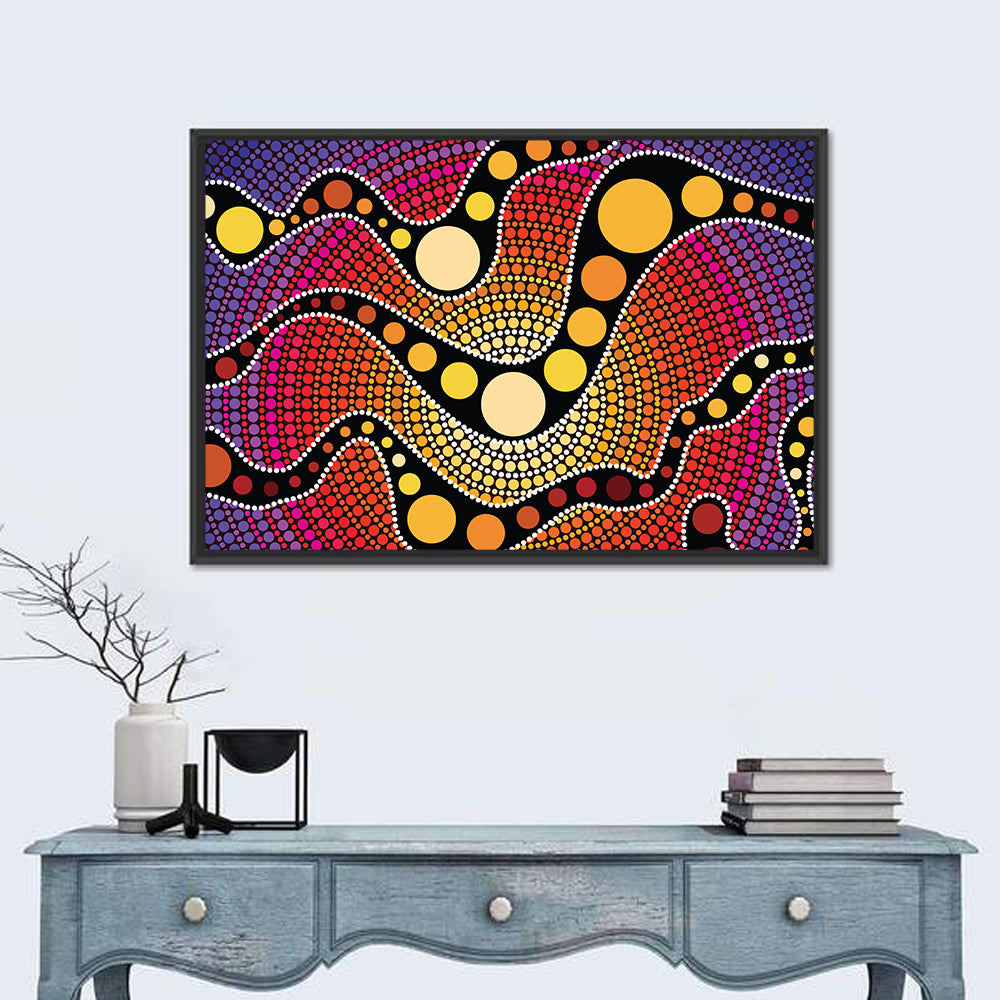 Aboriginal Dot Waves Wall Art