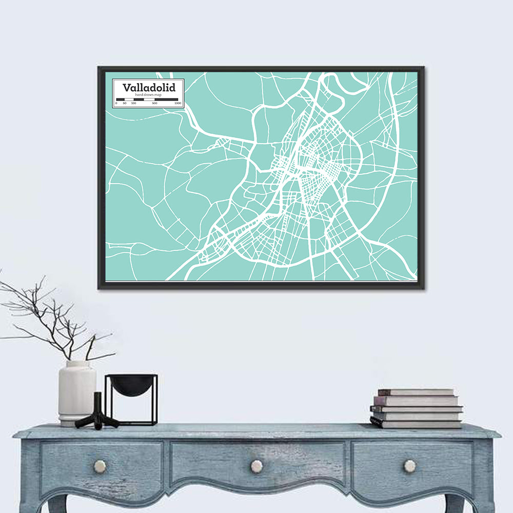 Valladolid Street Grid Map Wall Art