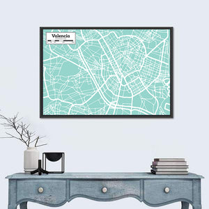 Valencia City Map Wall Art